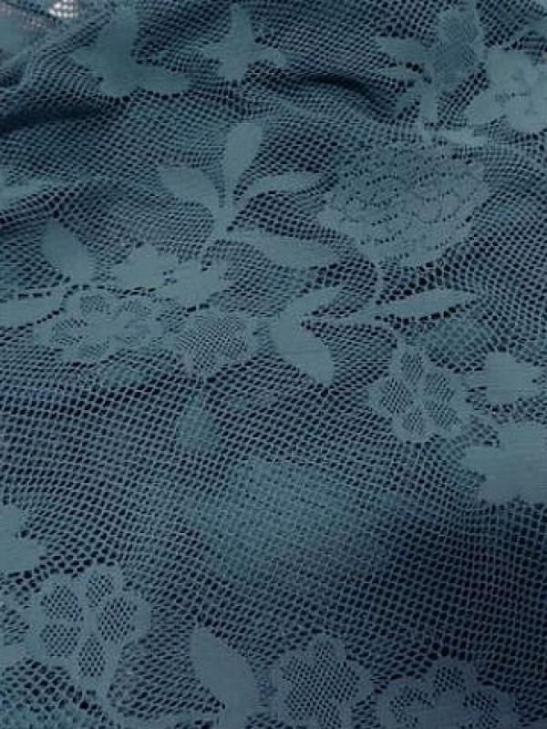 Resille lycra bleu persan motif fleuri 4 