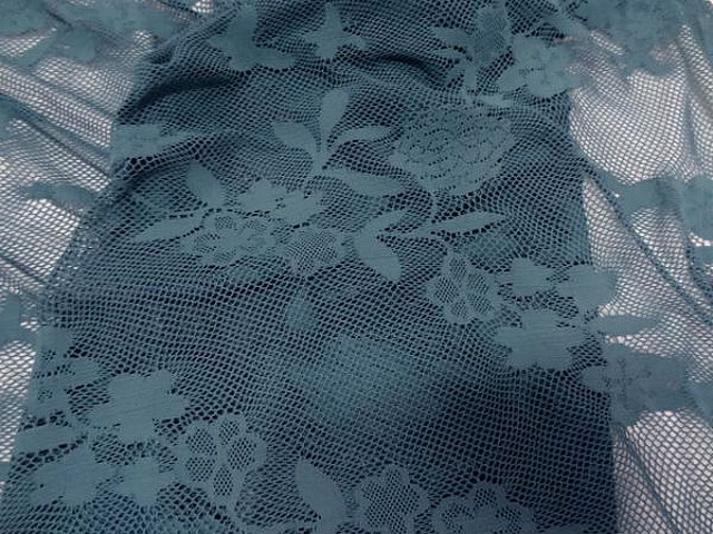 Resille lycra bleu persan motif fleuri 4