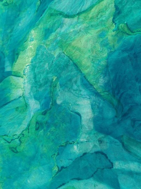 Resille lycra bleu turquoise froisse permanent 1 