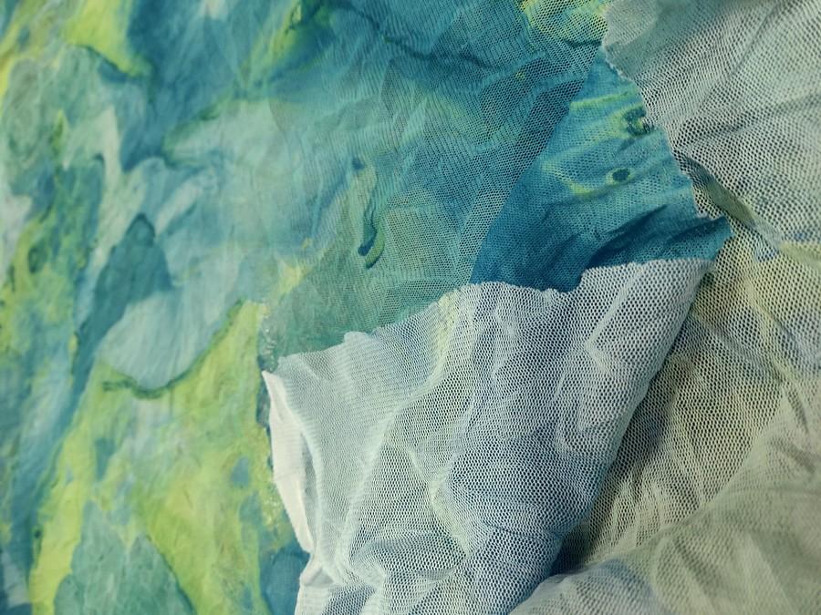 Resille lycra bleu turquoise froisse permanent 2