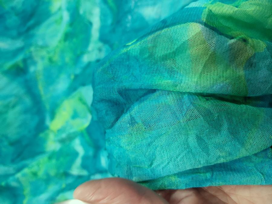 Resille lycra bleu turquoise froisse permanent 4