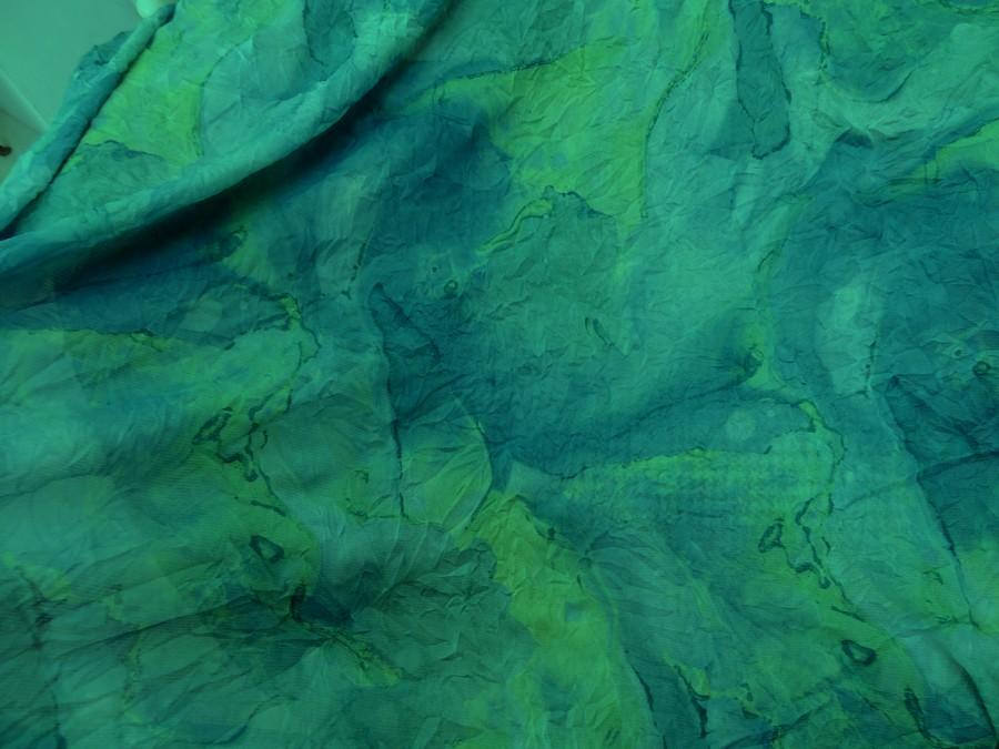 Resille lycra bleu turquoise froisse permanent