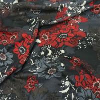 Resille lycra gris rouge fleurs et pistil 1