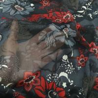 Resille lycra gris rouge fleurs et pistil 2 