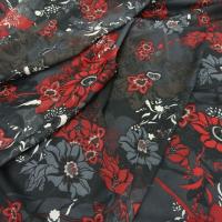 Resille lycra gris rouge fleurs et pistil 3