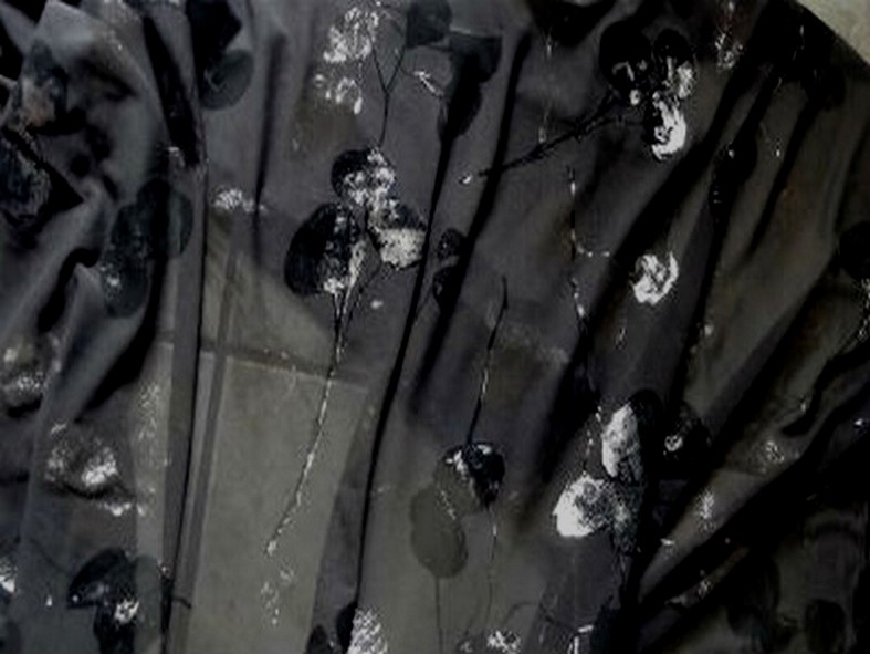 Resille lycra gris souris feuillage argente 2