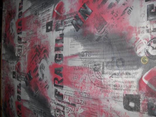 Résille lycra imprimé gris-rose-noir 1