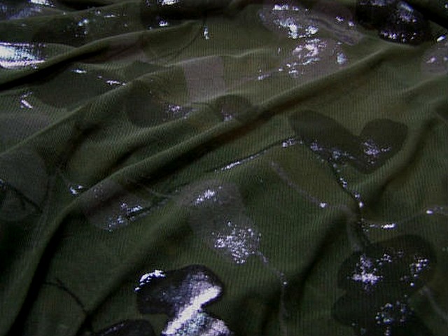 Resille lycra kaki feuillage argente 1