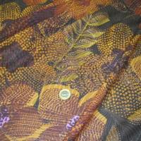 Resille lycra marron ocre motif fleurs pointillisme 2 