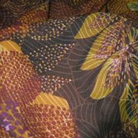 Resille lycra marron ocre motif fleurs pointillisme 3 