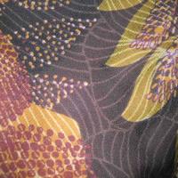 Resille lycra marron ocre motif fleurs pointillisme 4 