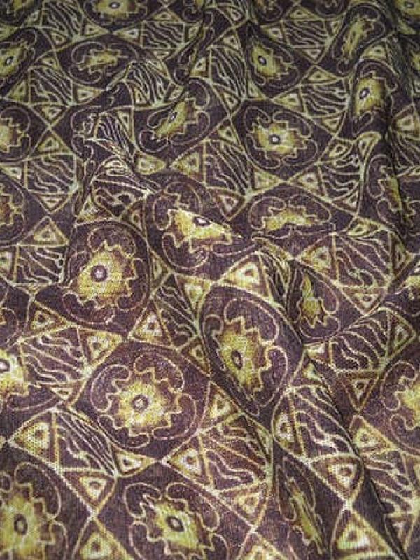 Resille lycra motif africain acajou et safran 1 
