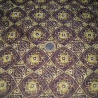 Resille lycra motif africain acajou et safran 2 