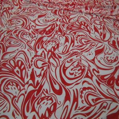 Resille lycra motif cachemire stylise blanc rouge 1 