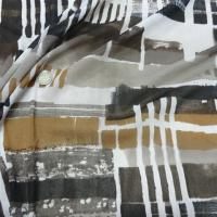 Resille lycra motif carres et rayures abstrait noir blanc tabac