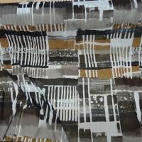 Resille lycra motif carres et rayures abstrait noir blanc tabac 1