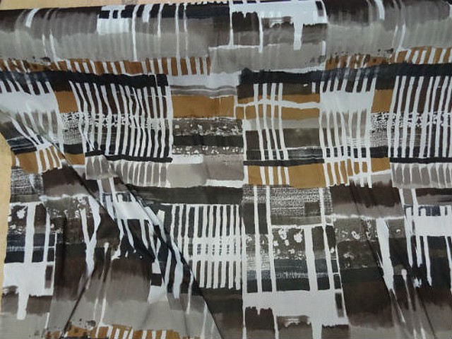 Resille lycra motif carres et rayures abstrait noir blanc tabac 1