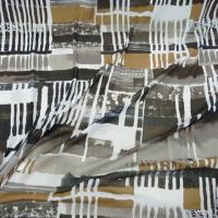 Resille lycra motif carres et rayures abstrait noir blanc tabac 3