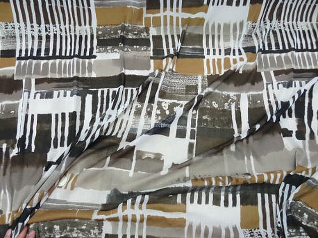 Resille lycra motif carres et rayures abstrait noir blanc tabac 3