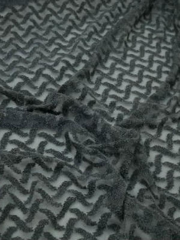 Resille lycra motif croisillons en relief gris 2 