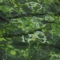 Resille lycra motif shiva vert mousse et kaki