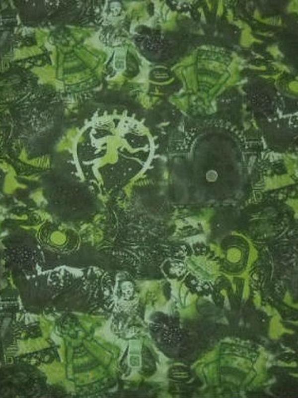 Resille lycra motif shiva vert mousse et kaki 1 