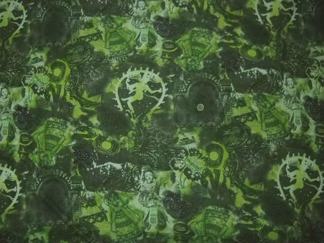 Resille lycra motif shiva vert mousse et kaki 1