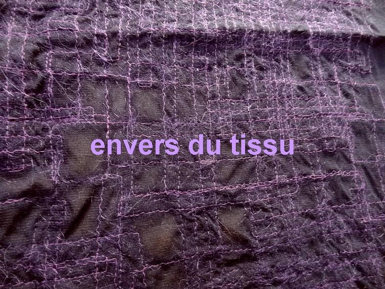 Resille lycra noire et laine angora prune cousu facon geometrique 7