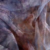 Résille lycra parme motifs roses de jardin 02