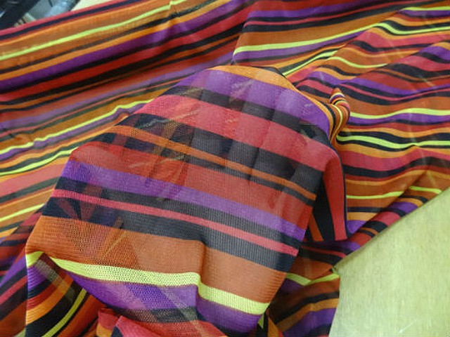 Resille lycra rayee framboise violet ocre 2