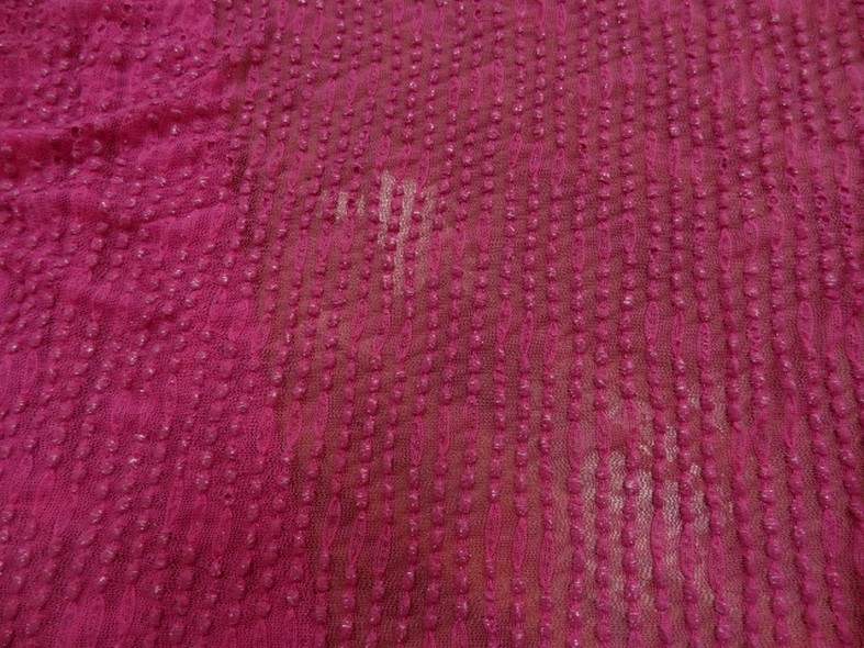 Resille lycra rose bonbon cloque lurex argent