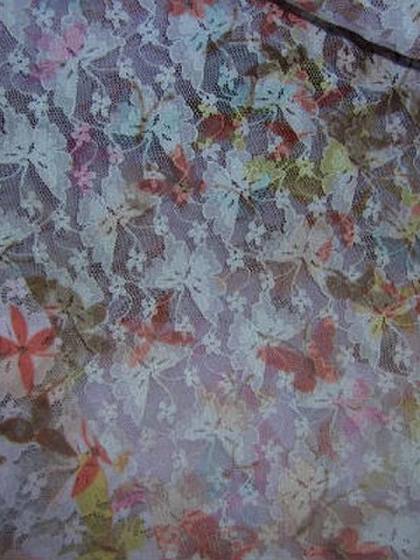 Resille lycra rose pale imprime motif papillon 1 