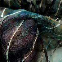 Resille marron bleu vert fleurie a sequins 5 
