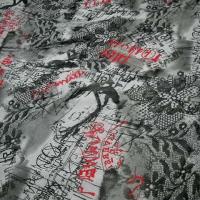 Resille motif dentelle et graffitis blanc noir rouge 1