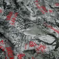 Resille motif dentelle et graffitis blanc noir rouge 4