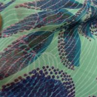 Resille motif fleurs tropicales teinte opale violet bleu canard 2 