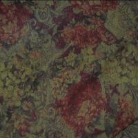 Resille motif hortensia et volutes rouge carmin et miel kaki 