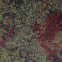 Resille motif hortensia et volutes rouge carmin et miel kaki 2 