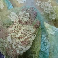 Resille motif roses en camaieu bleu kaki paille 3 