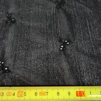 Resille mousse noire fleurs brodees ton sur ton 3