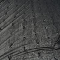 Resille mousse noire fleurs brodees ton sur ton 6