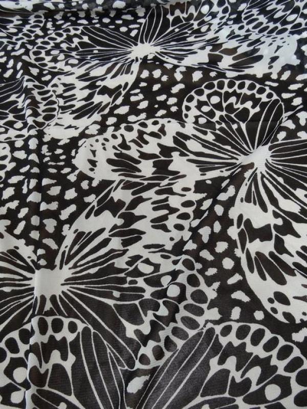Resille noir et blanc grands papillons 2 