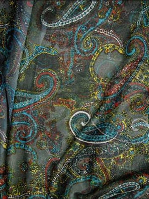 Resille noire cachemire teintes cyan rouge citron 3 