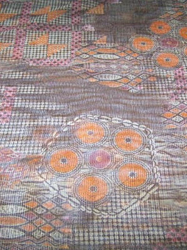 Resille patchwork ethnique sepia orange et rose 1 