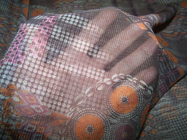 Resille patchwork ethnique sepia orange et rose 2