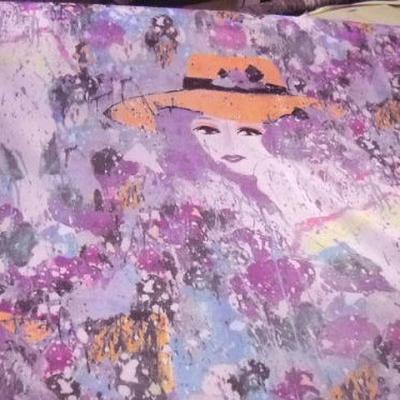 Resille rose orchidee motif femme au chapeau 1 