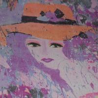 Resille rose orchidee motif femme au chapeau 3 