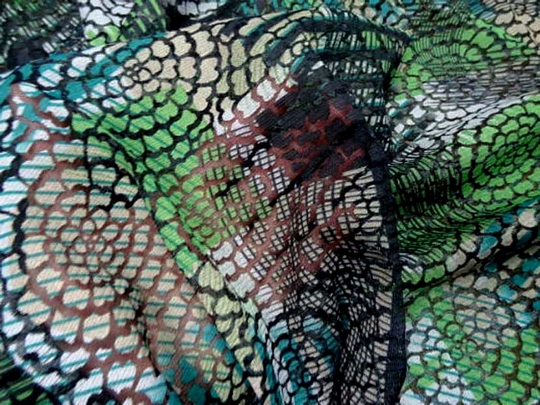 Resille semi transparente motifs en applique 1