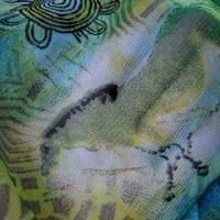 Resille vert bleu motif fresque prehistorique 2