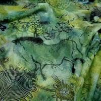 Resille vert bleu motif fresque prehistorique 3 